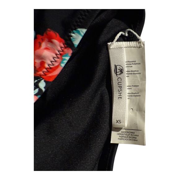 Cupshe floral wrap cutout one piece bathing suit swimsuit black size X-Small XS - Picture 6 of 8
